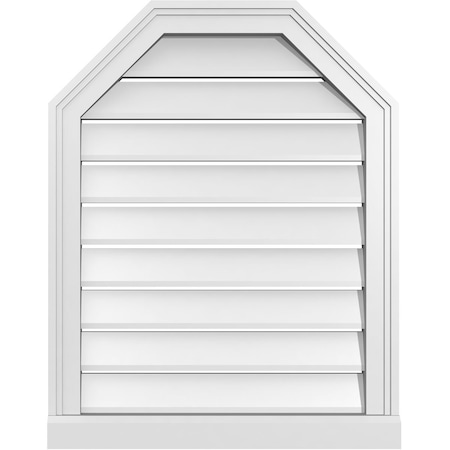 Ekena Millwork Octagonal Top Surface Mount PVC Gable Vent w/ 2"W x 2"P Brickmould Sill Frame, 22"W x 28"H GVPOT22X2803SF